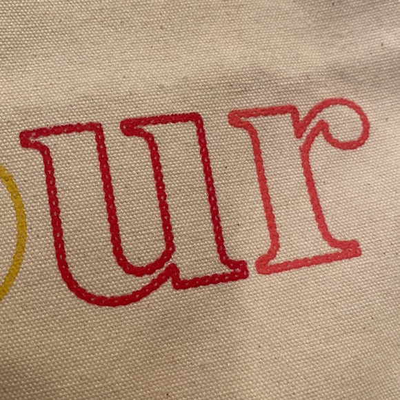 J.Crew Bonjour Embroidered Cotton Tote Bag 🌈 New With Tag - Picture 9 of 11